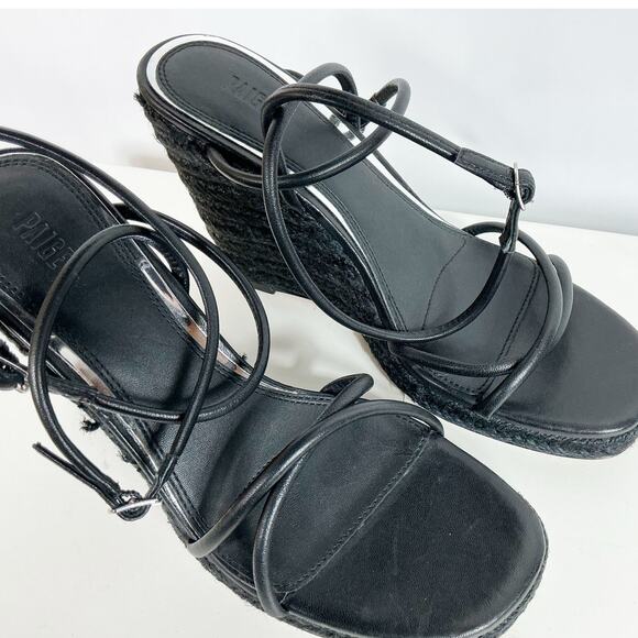Paige Womens Kerri Ankle Strappy Shoes Espadrille Wedge Sandal Black 8.5 - Picture 2 of 6
